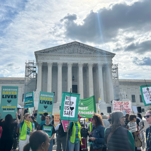 Abortion rights protesters outside the United States Supreme Court